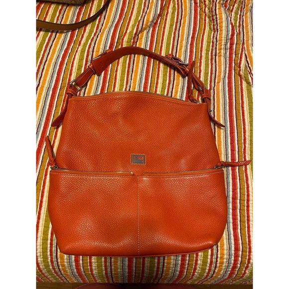 Dooney & Bourke Handbags - Dooney & Bourke Burnt Orange Pebbled Leather Shoulder Bag